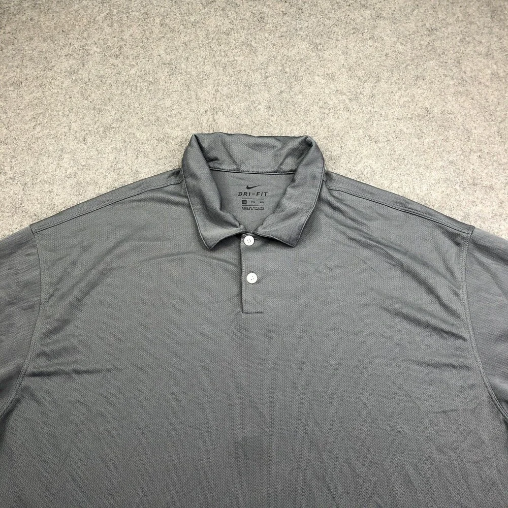 Nike Polo Shirt Mens 2XL Gray Golf Performance Dri-FIT 104.5 The Zone Logo